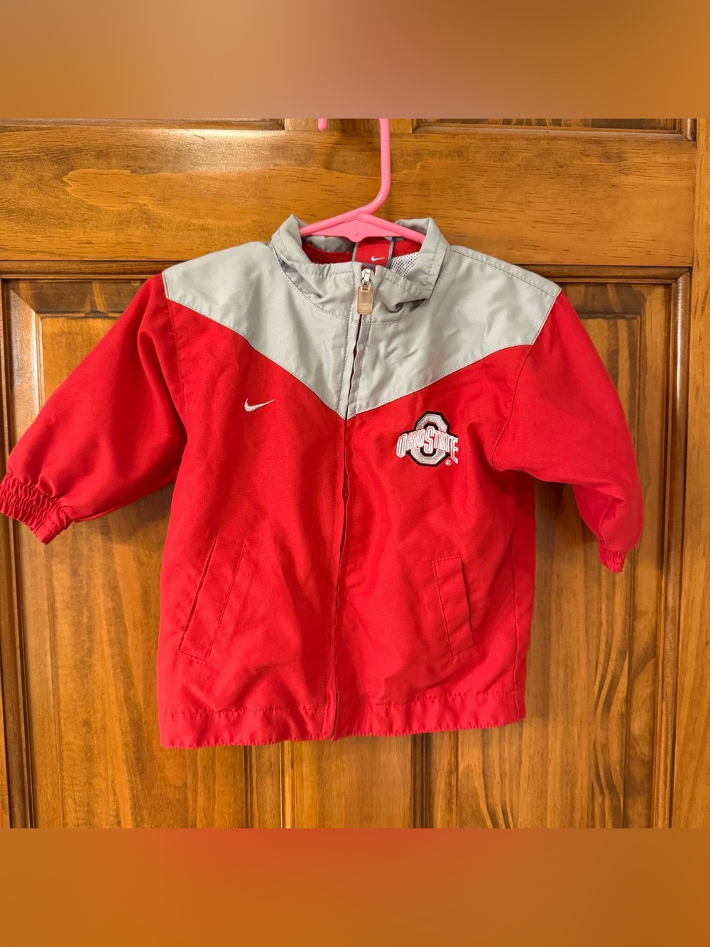 Nike Ohio State Buckeyes 12M Red Full Zip Windbreaker Jacket Baby Toddler